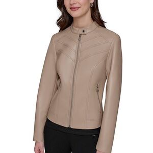Karl Lagerfeld Beige Leather Jacket